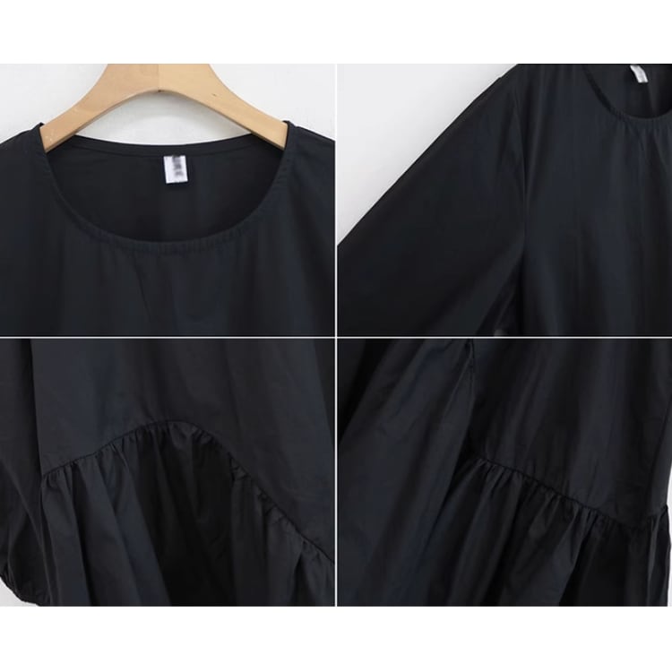アシンメトリーフリルヘムルーズフィットワンピース