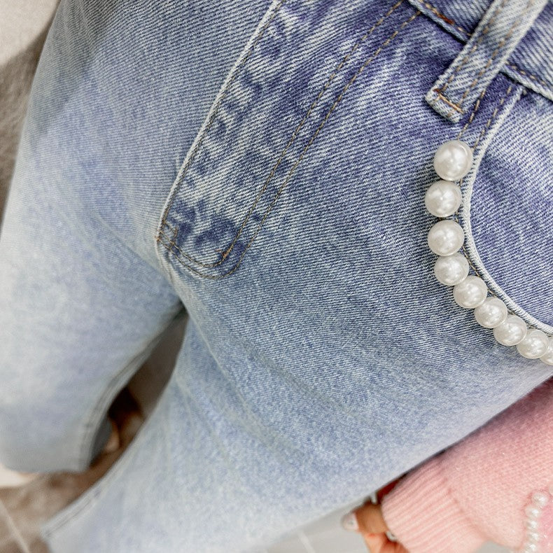 パールデコポケットスリムフィットジーンズ