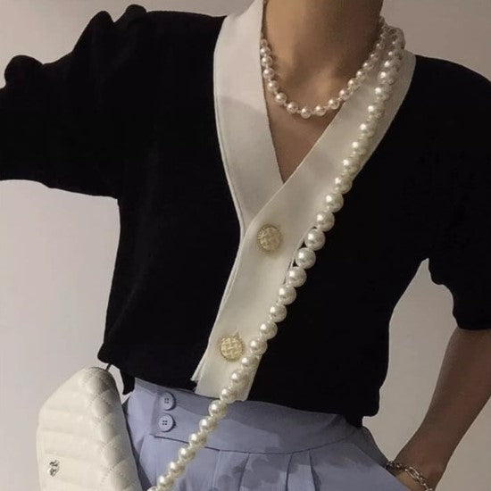 シックラインデザイン半袖カーディガン