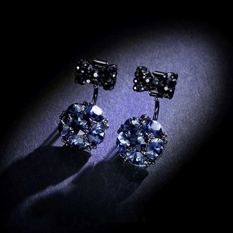 ジルコンリボン&ストーンピアス