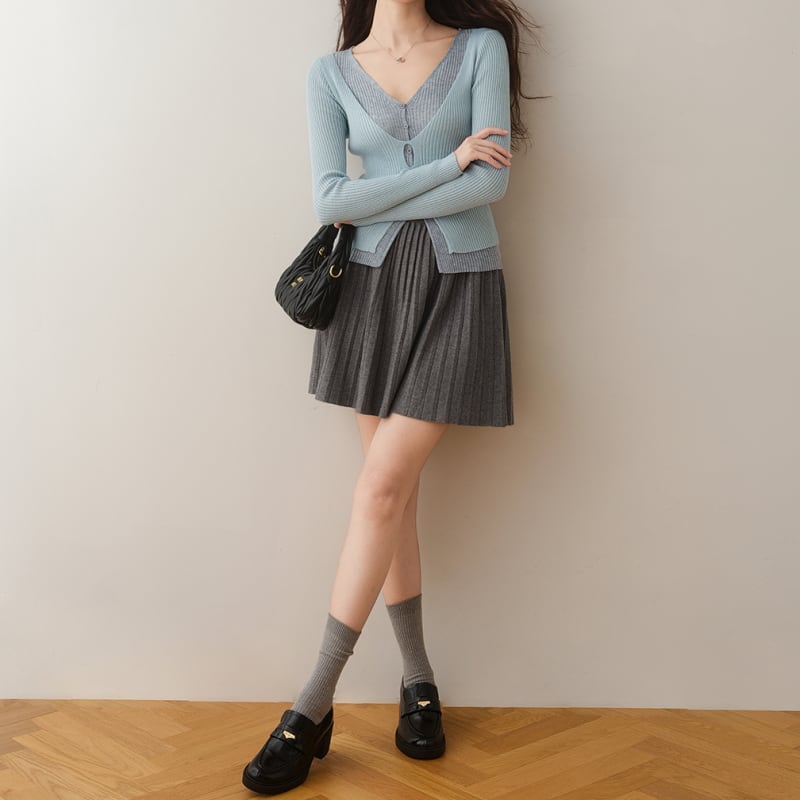 ニットミニプリーツスカート