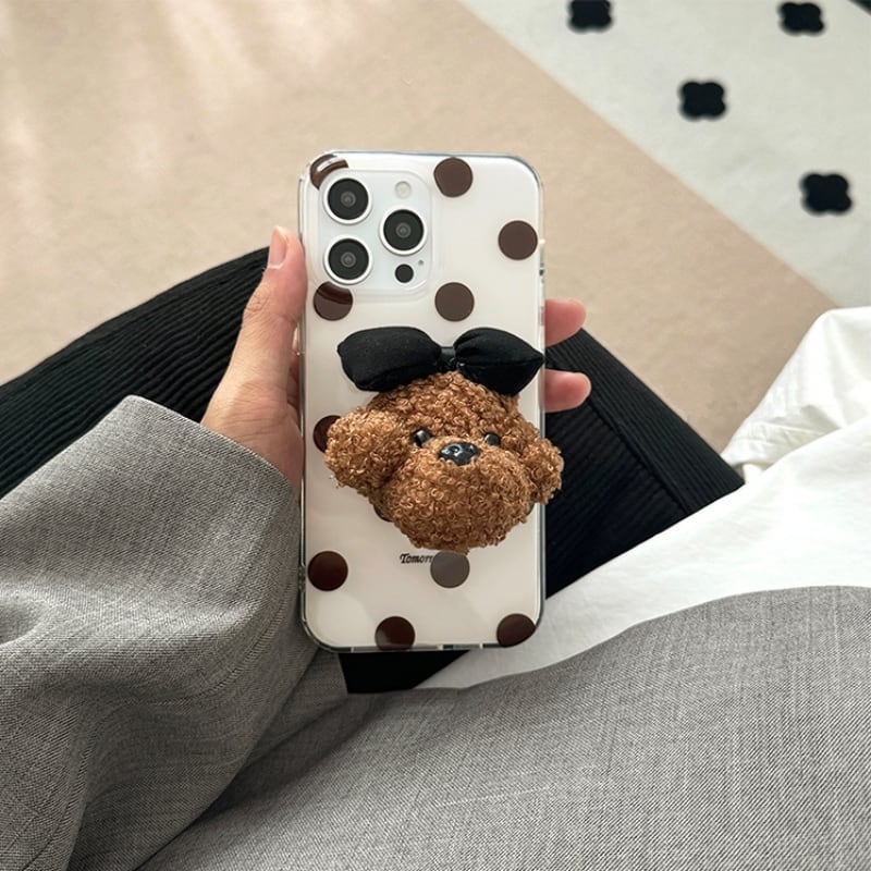 【25%OFF Weekly SALE】プードルデコ&ドットパターンiPhoneケース