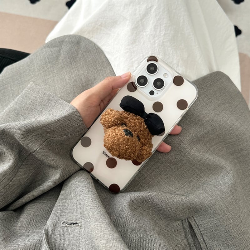【25%OFF Weekly SALE】プードルデコ&ドットパターンiPhoneケース
