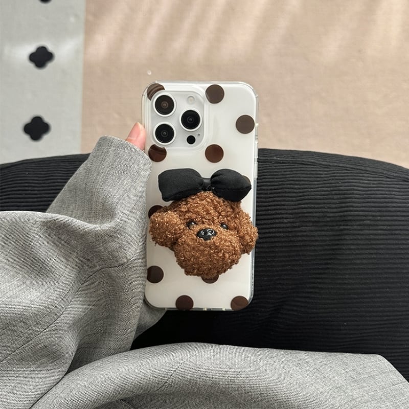 【25%OFF Weekly SALE】プードルデコ&ドットパターンiPhoneケース