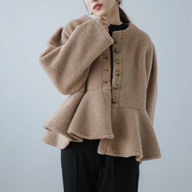 シングルブレストペプラムボアジャケット