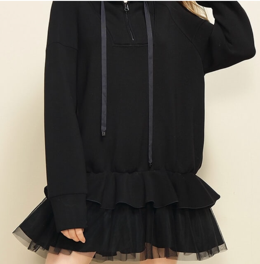 【25%OFF Weekly SALE】【すぐお届け】フリルフーディードレス