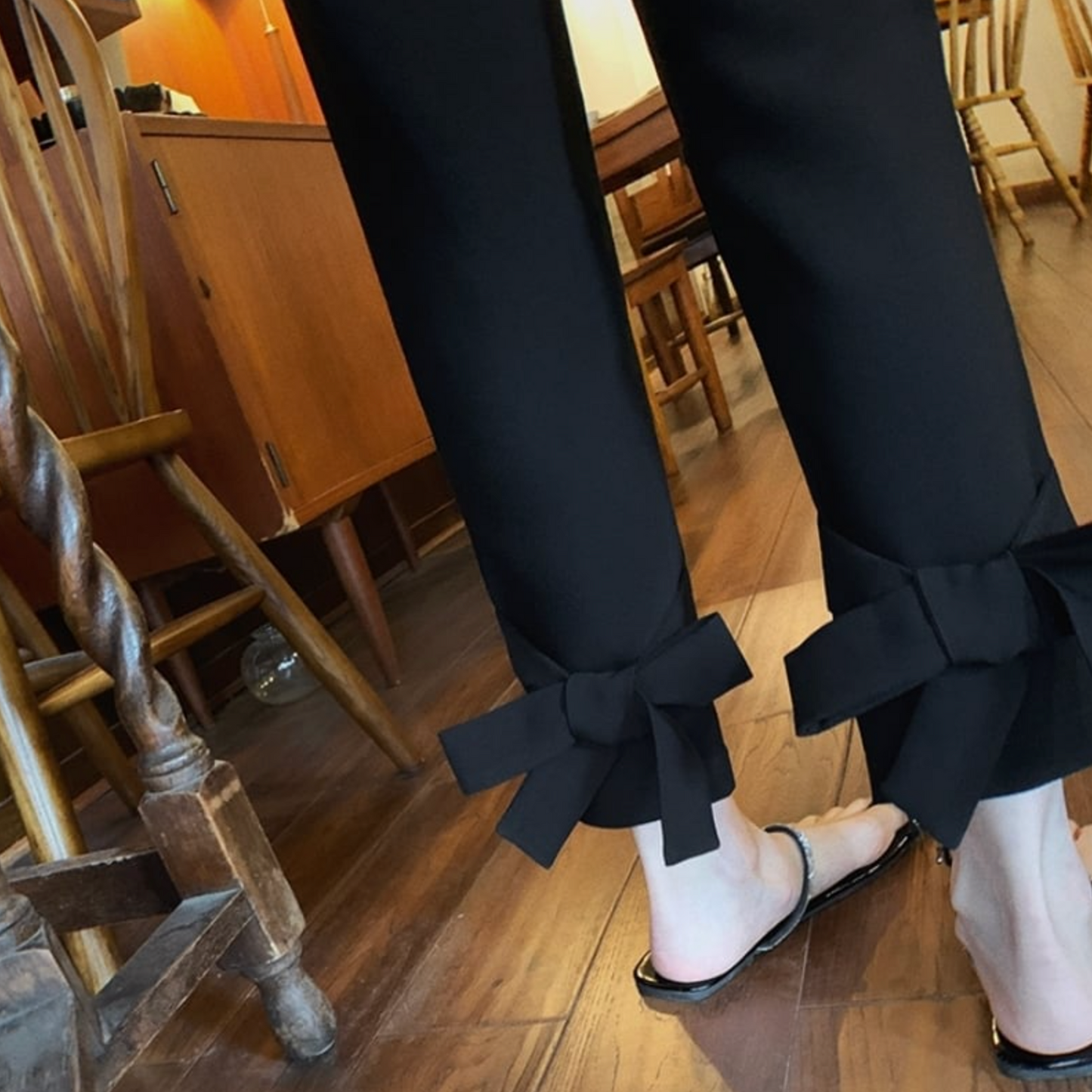 【Weekly SALE】【すぐお届け】バックリボンロングパンツ