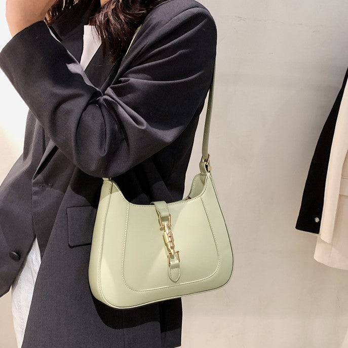 ステッチ&ジッパークロージャスクエアショルダーバッグ