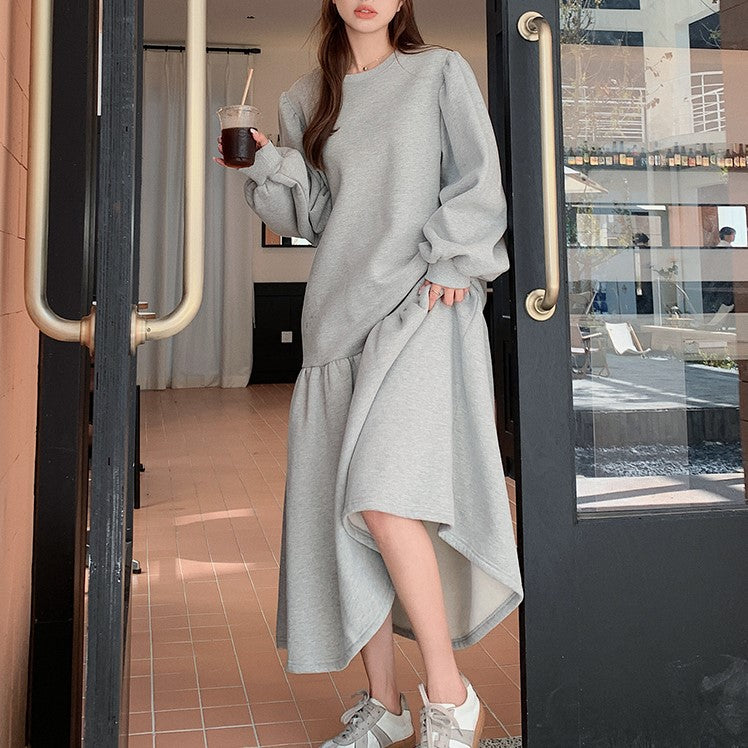 ランタンスリーブ&フィッシュテールルーズワンピース
