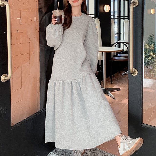 ランタンスリーブ&フィッシュテールルーズワンピース
