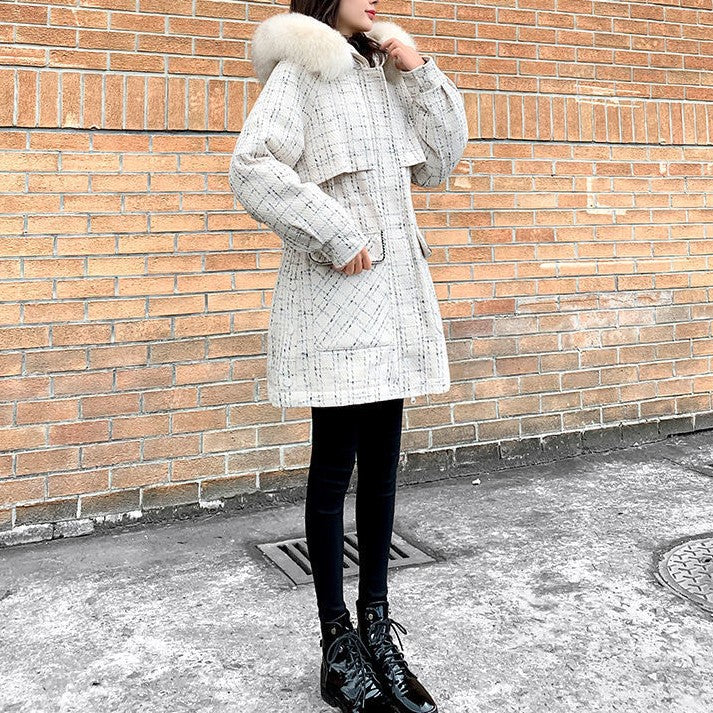 ファーフードウエストカバーダウンジャケット