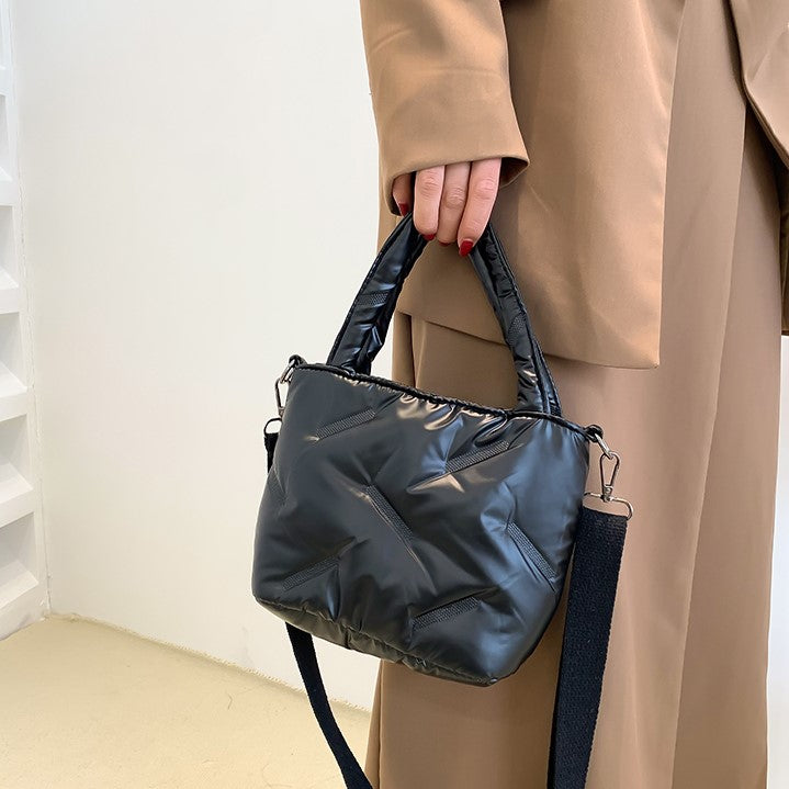ショルダー&コットンダウンハンドバッグ