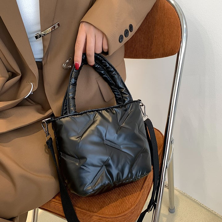 ショルダー&コットンダウンハンドバッグ