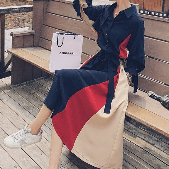【すぐお届け】トリコロールカラーワンピース