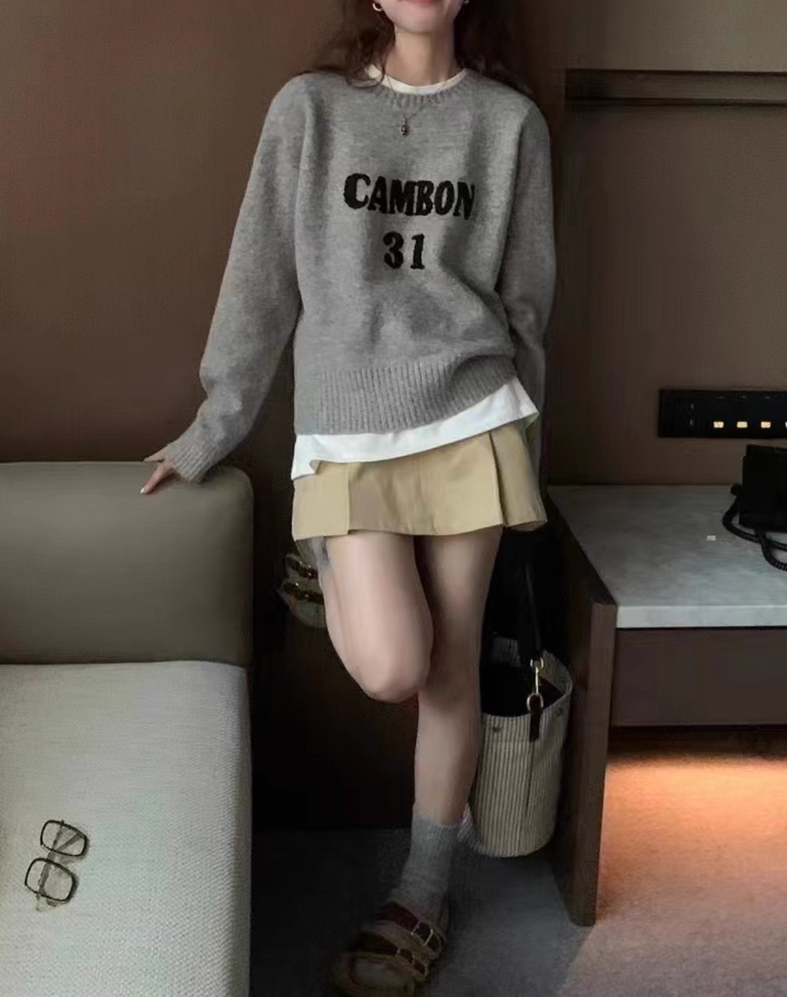 CARBON31レタリングクルーネックセーター