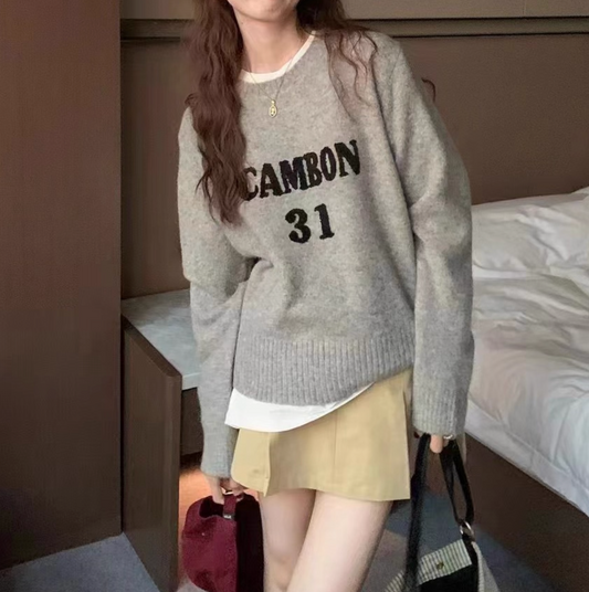 CARBON31レタリングクルーネックセーター