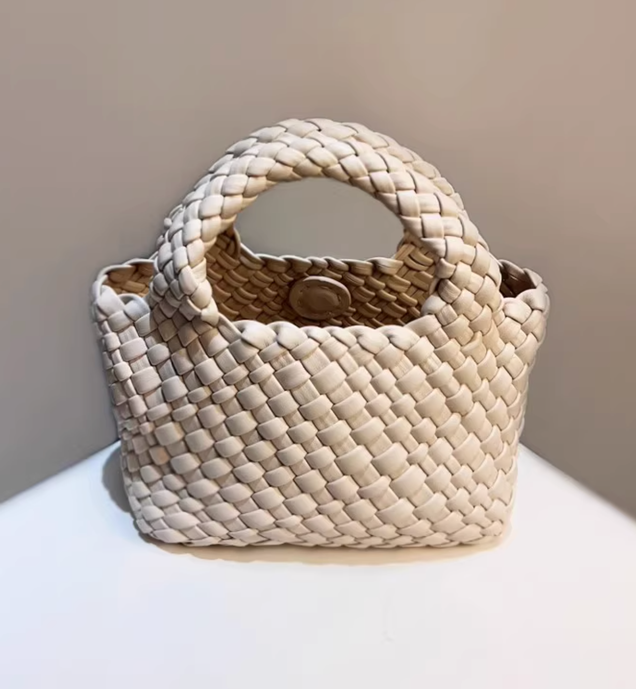 チェーンショルダーメッシュレザースモールバッグ