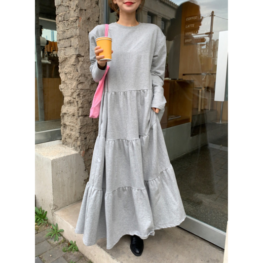 スウェットライクデザインルーズフィットワンピース