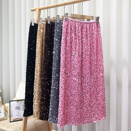 スパンコールバックスリットロングスカート
