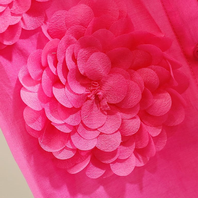 3Dフラワー半袖シアーブラウス