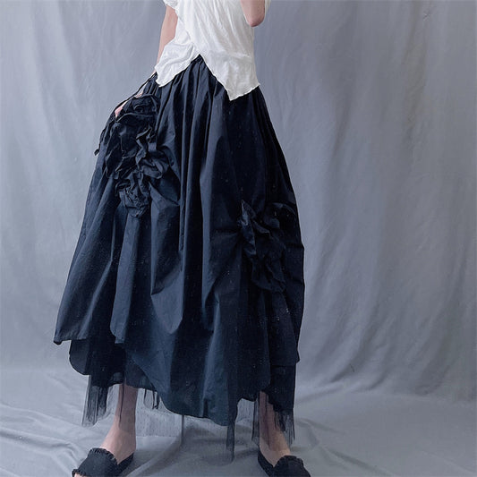 3Dギャザーフラワーデザインアンブレラスカート