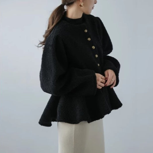 シングルブレストペプラムボアジャケット