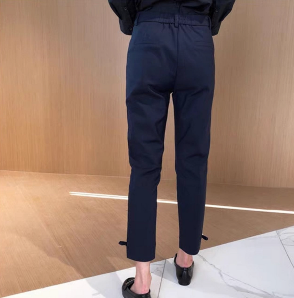 【すぐお届け】パール＆リボンテーパードロングパンツ