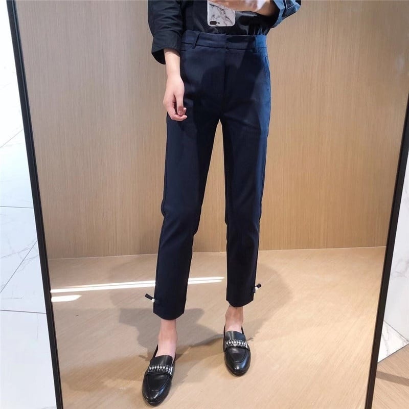 【すぐお届け】パール＆リボンテーパードロングパンツ