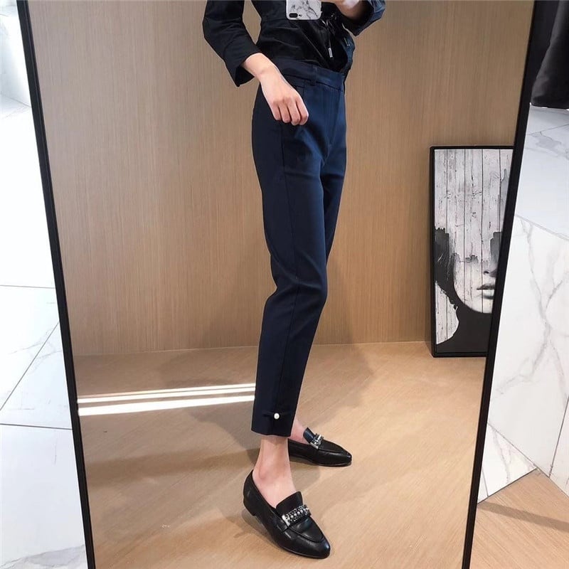 【すぐお届け】パール＆リボンテーパードロングパンツ