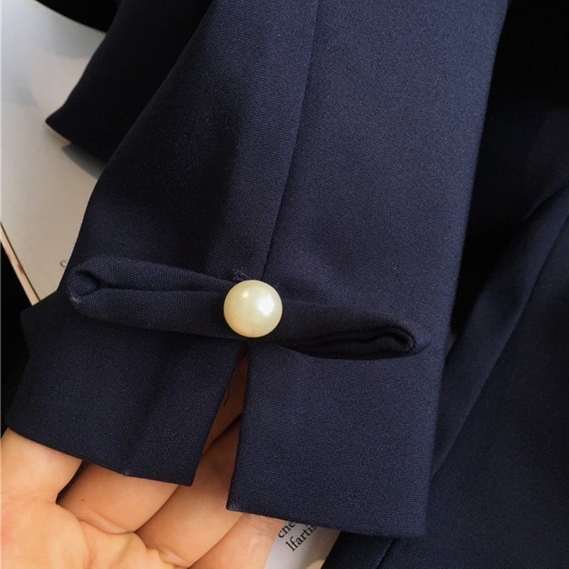 【すぐお届け】パール＆リボンテーパードロングパンツ