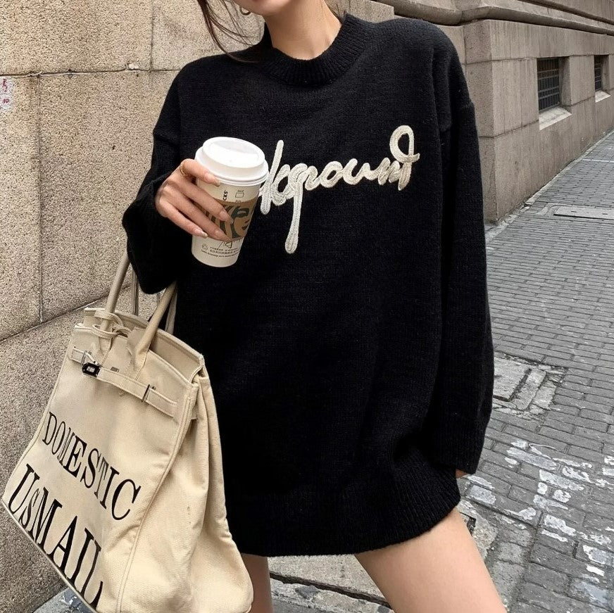 ロゴエンブロイダリーオーバーサイズニット