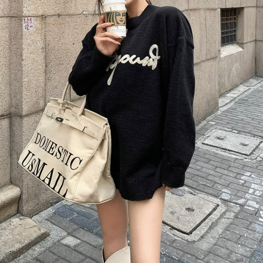 ロゴエンブロイダリーオーバーサイズニット