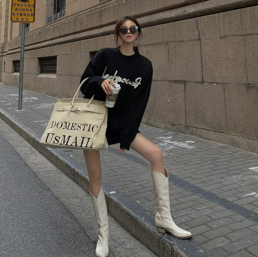 ロゴエンブロイダリーオーバーサイズニット