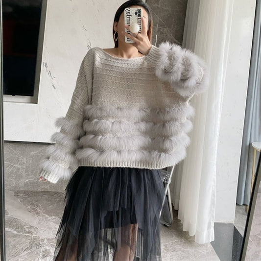 ファーデザインルーズサイズニット